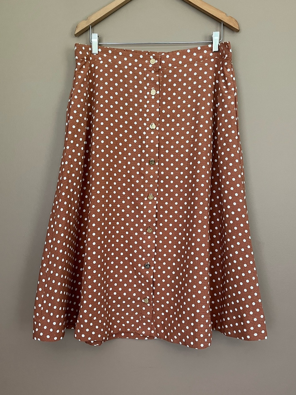 {Draper James} Button-Front Polka Dot A-Line Skirt - Womens XL